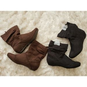 2 pair faux suede women's booties
